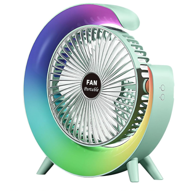 Mini ventilator de birou rotund cu LED RGB